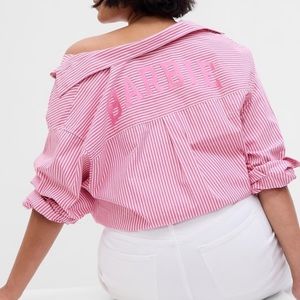 Gap x Barbie Adult 100% Organic Cotton Stripe Big Shirt